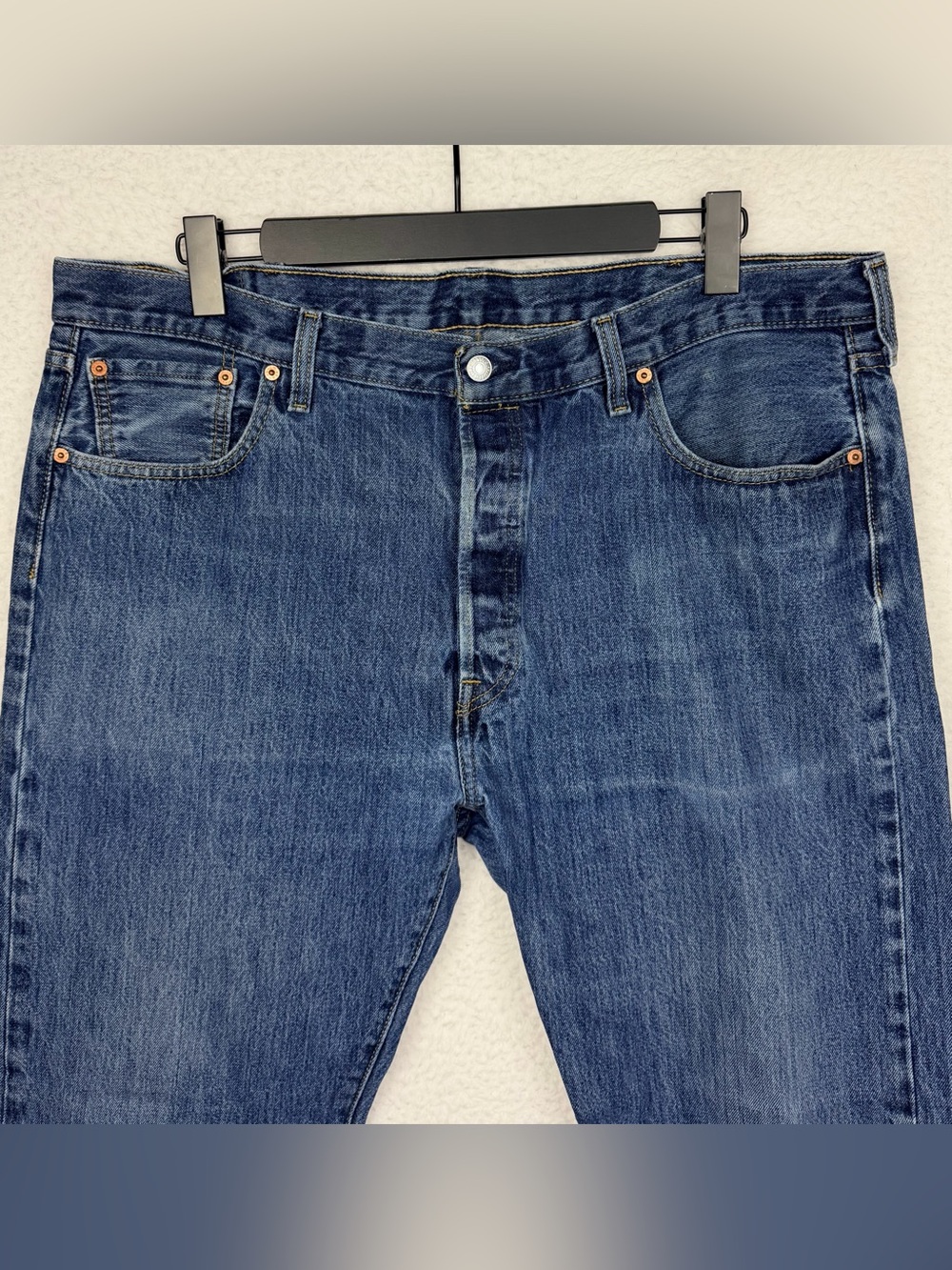 LEVI’S • Classic Blue Straight Fit Button-Fly Denim Jeans, 40x32 - Picture 3 of 10